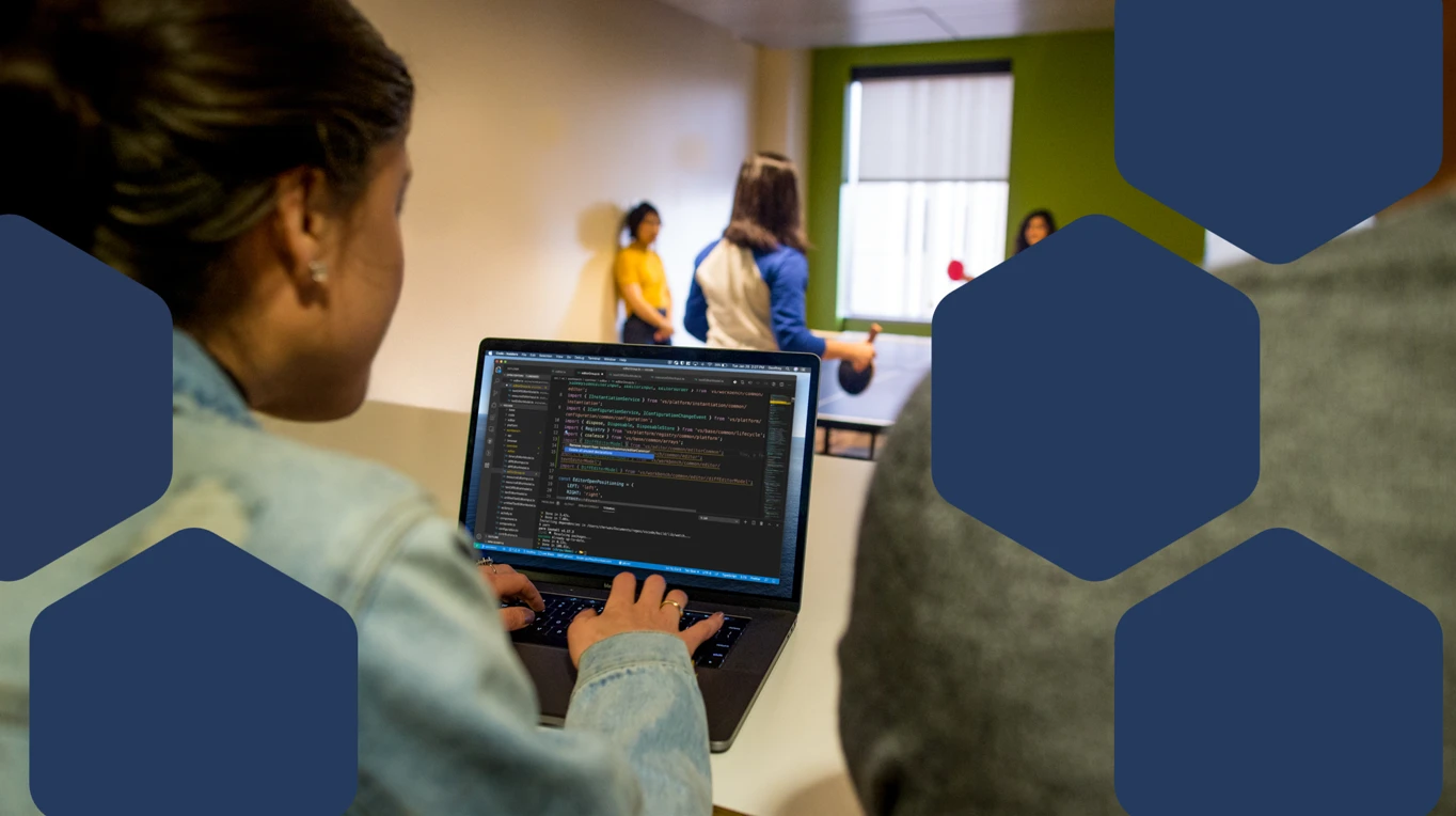 A woman using a laptop