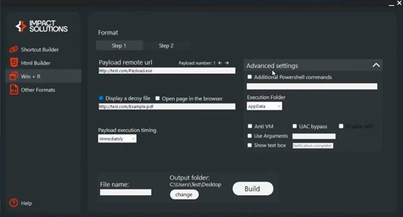 Screenshot of a ClickFix builder, taken from the seller’s demo video