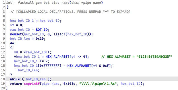 Screenshot of code for pipe name generation
