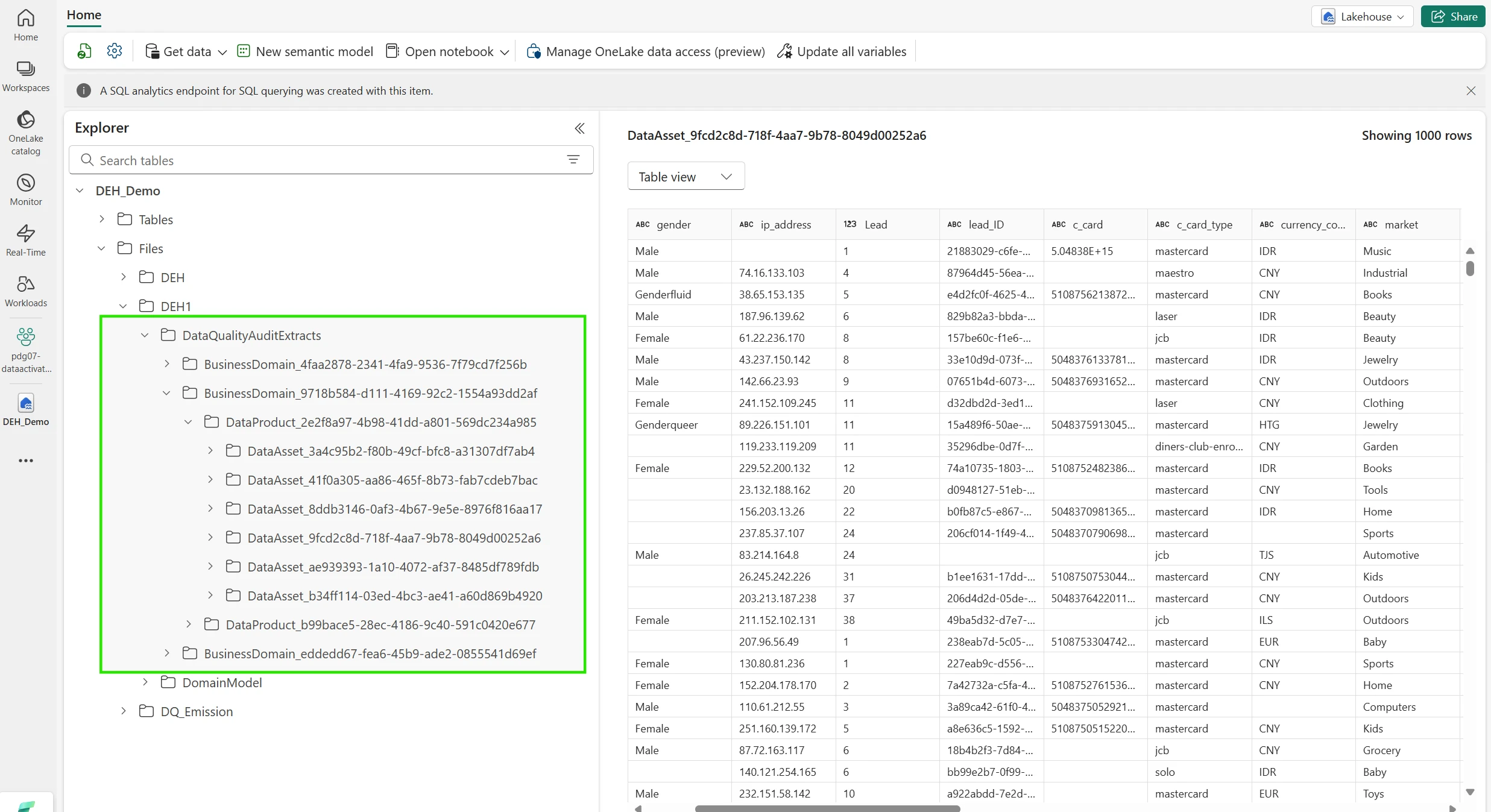 Published error records in Fabric&nbsp;OneLake