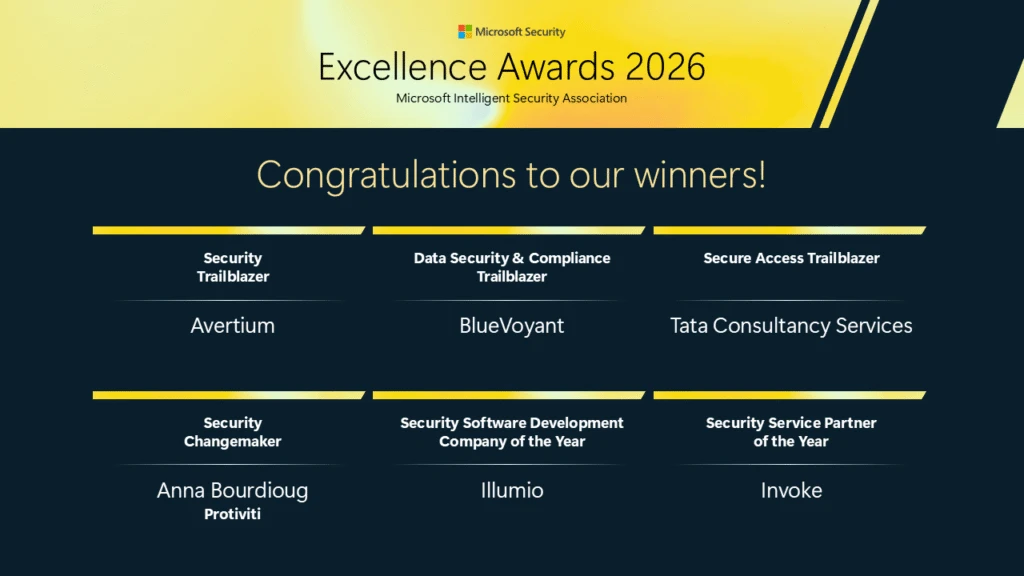 Graphic displaying all the names of the 2026 Excellence Awards winners.