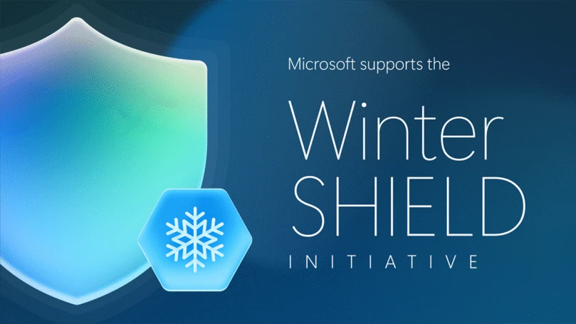 Graphic reading "Microsoft supports the Winter Shield."