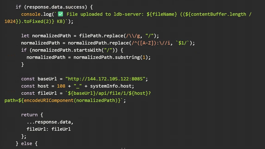 Screenshot of code depicting the green check usage in an AI assisted OtterCookie sample