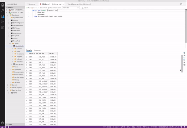 Smart chart feature in Azure Data Studio.