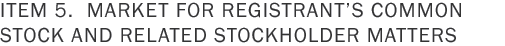 Item 5. Market for Registrant�s Common Stock and Related Stockholder Matters 
