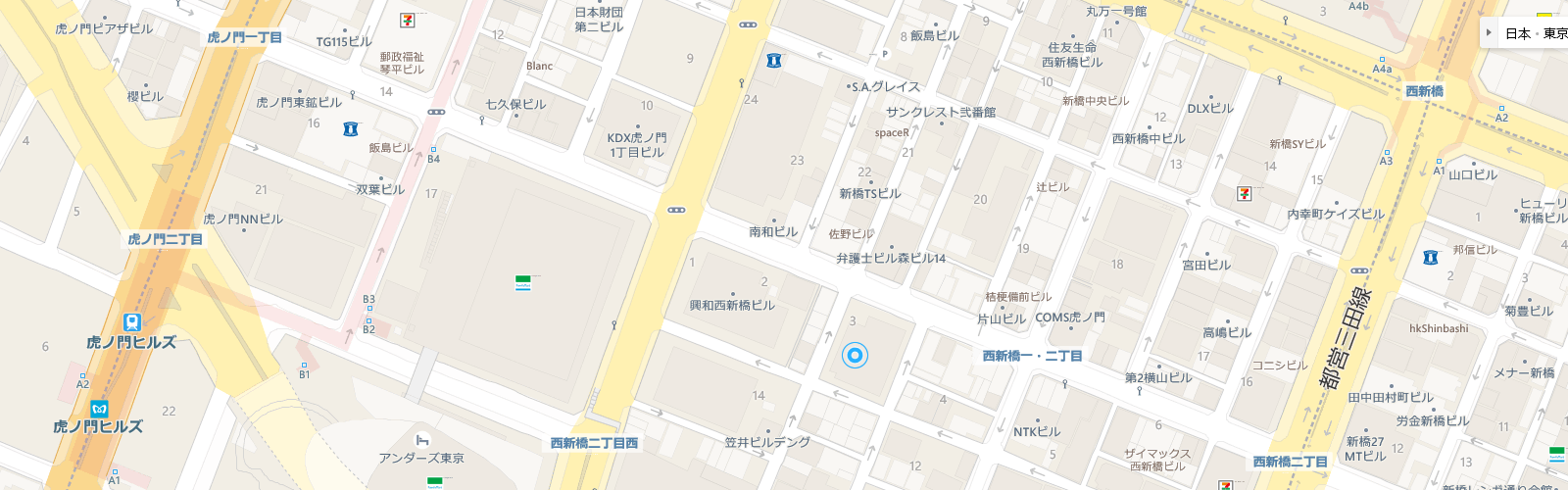 Microsoft Base 虎ノ門 のアクセスマップ