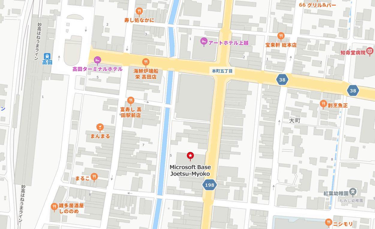 Microsoft Base 上越妙高 のアクセスマップ