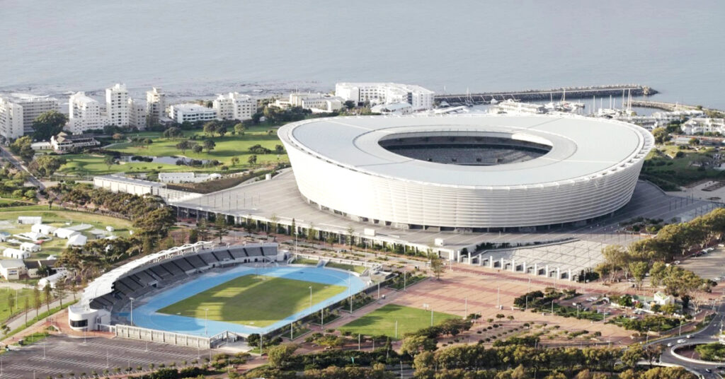 スタジアムとグラウンドの鳥観図