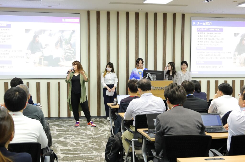 A group of people in a room