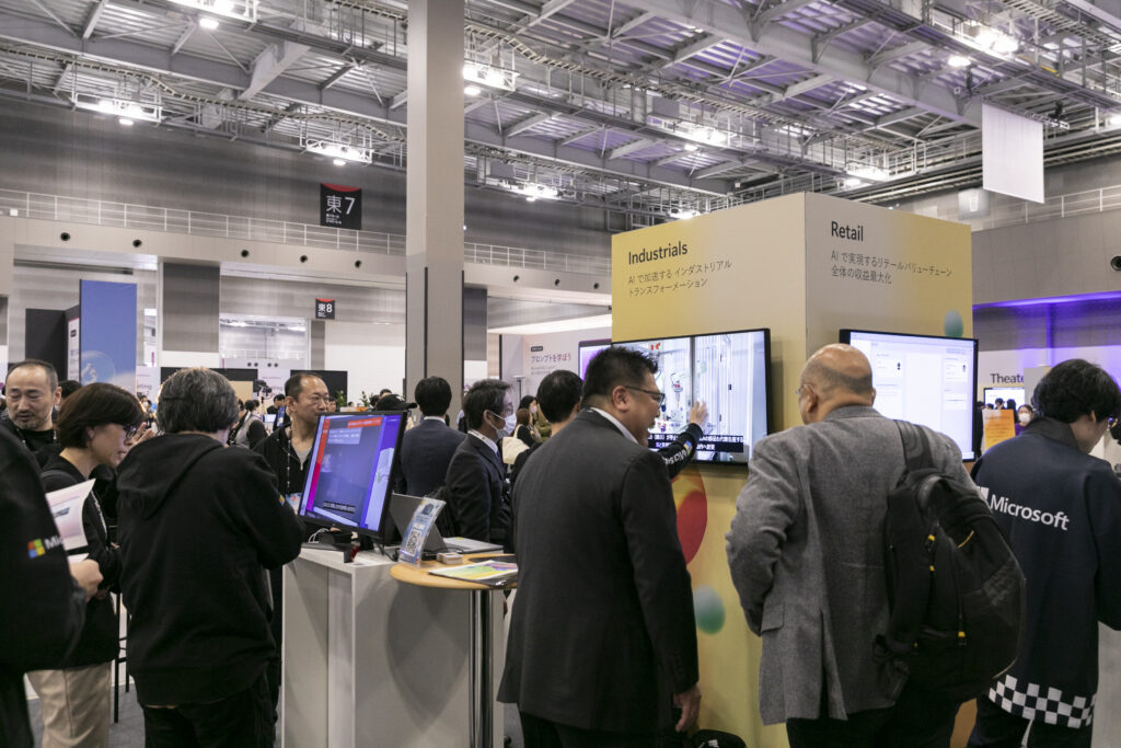 A group of people at a convention