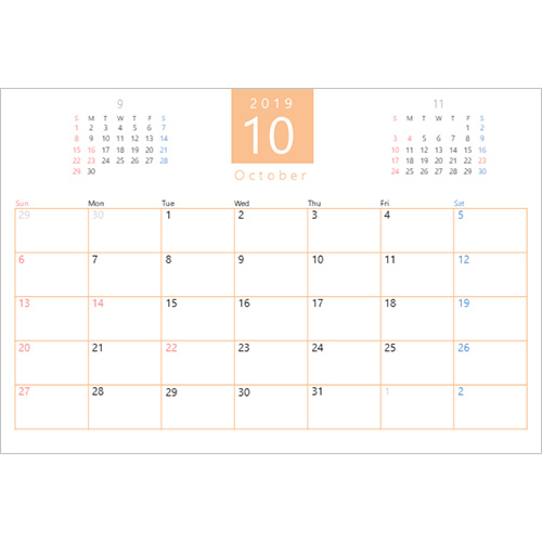 2026 年度カレンダー (2025 年 10 月始まり・ビジネス・ハガキサイズ) 画像スライド-1